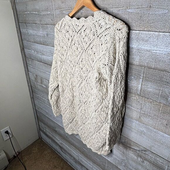 Vintage 90s small cream crochet sweater long tunic - Picture 5 of 6